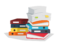 Pile or books and files illustration