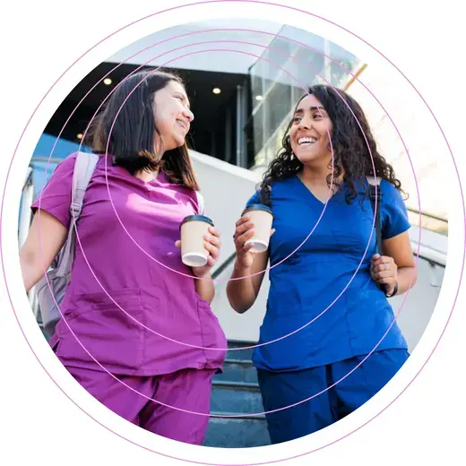 An image used for the About us section showing two medical professionals on the steps of a hospital