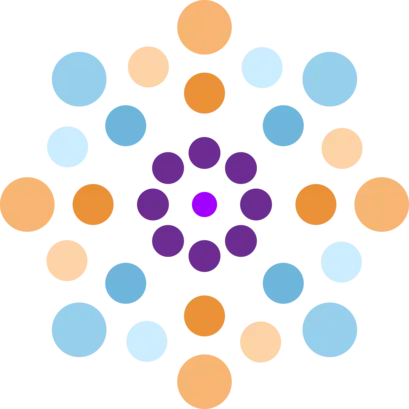 An image showing circles in shades of purple, blue and orange