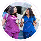 An image used for the About us section showing two medical professionals on the steps of a hospital